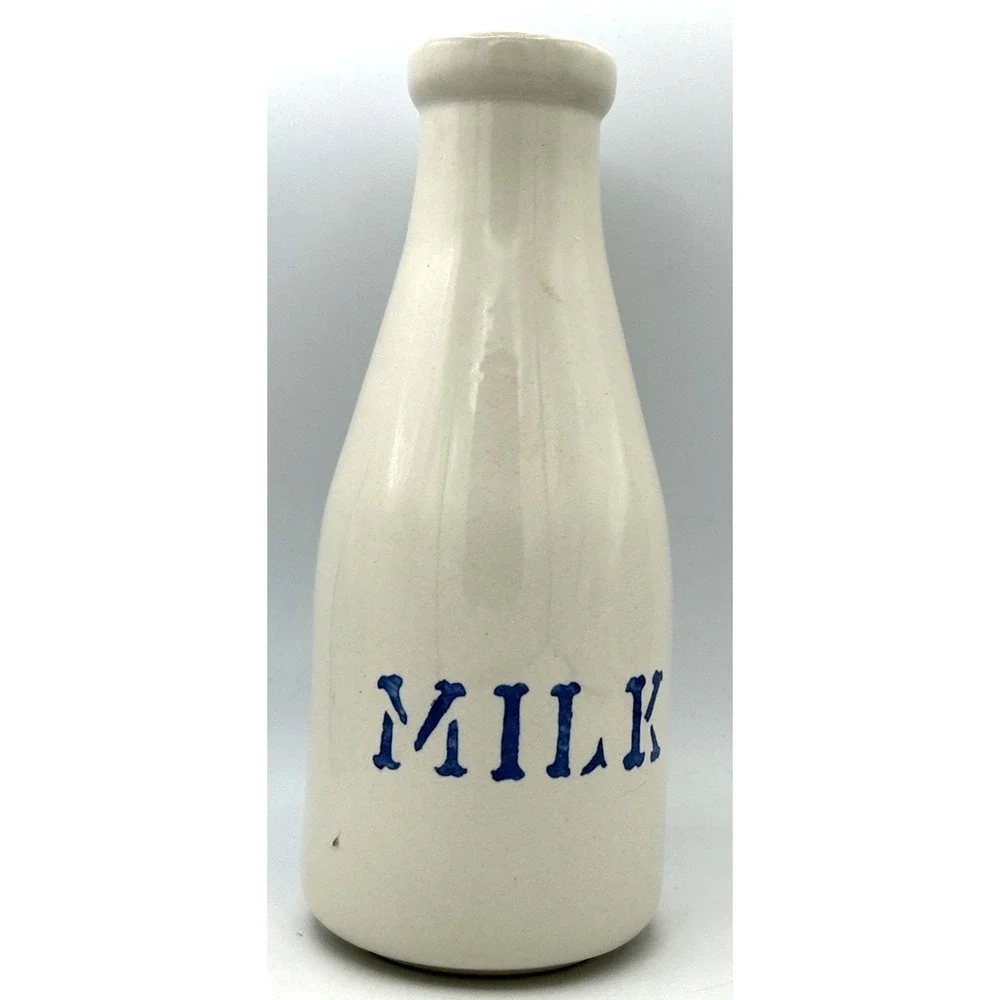 Vtg Milk Bottle Jug Roseville‎ Ohio Stoneware Friendship Pottery?? USA Farmhouse